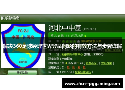 解决360足球经理世界登录问题的有效方法与步骤详解 解决360足球经理世界登录问题的有效方法与步骤详解