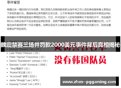 魏震禁赛三场并罚款2000美元事件背后真相揭秘